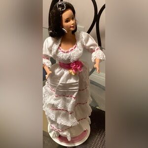 Barbie in Elegant White and Pink Gown